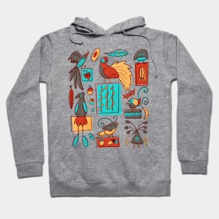 Retro 1950s Birds of Paradise Illustration Pattern Hoodie